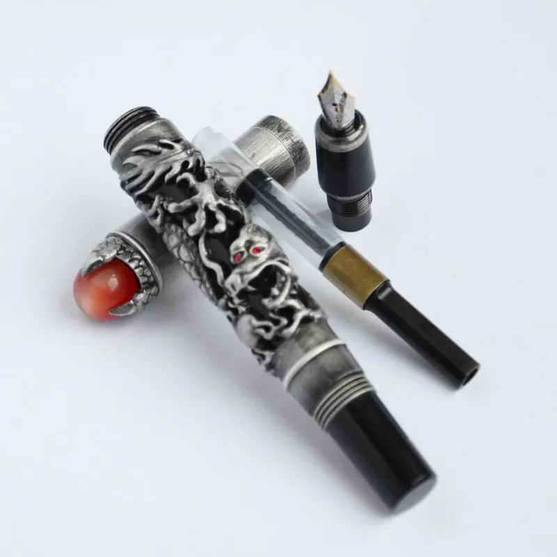 JINHAO DRAGON KING PLAY PEARL античная серебряная кисть с отделкой EMBOSS 18KGP прекрасная перьевая