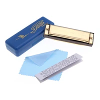 swan key of c 10 holes 20 tone diatonic harmonica golden for student music instrument with case harmonica golden