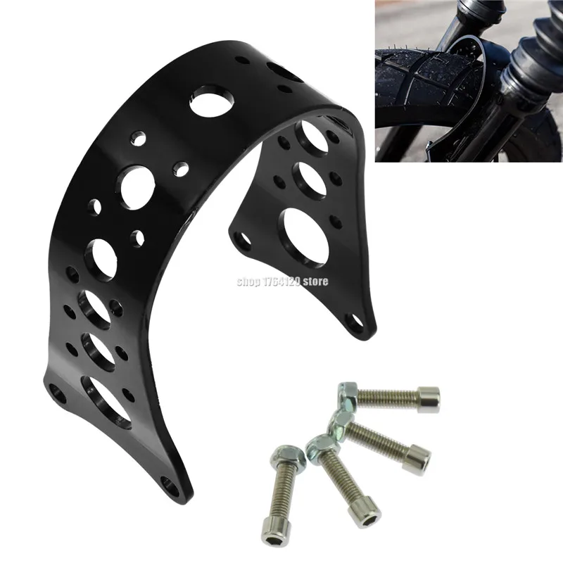 Передняя вилка мотоцикла Brace Fender Tracker узкий черный/хром для Harley Dyna FXR FXD 1988-05 Sportster XL 1988- 17