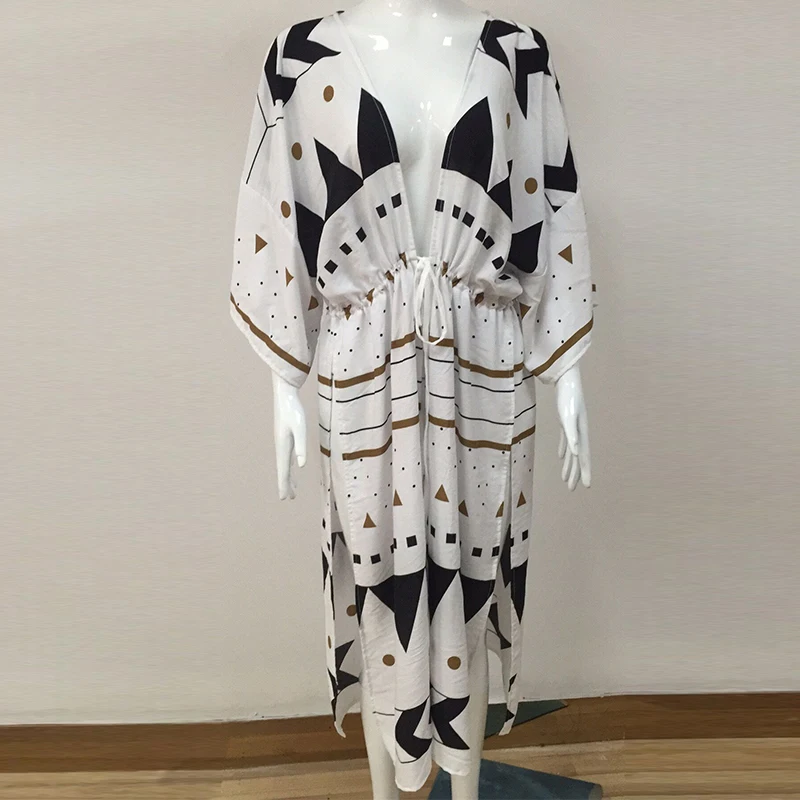 In-X Sexy leave print women beach dress Swimsuit Cover up beach cotton tunic Gossamer cover-ups fashion caftan bath skirt