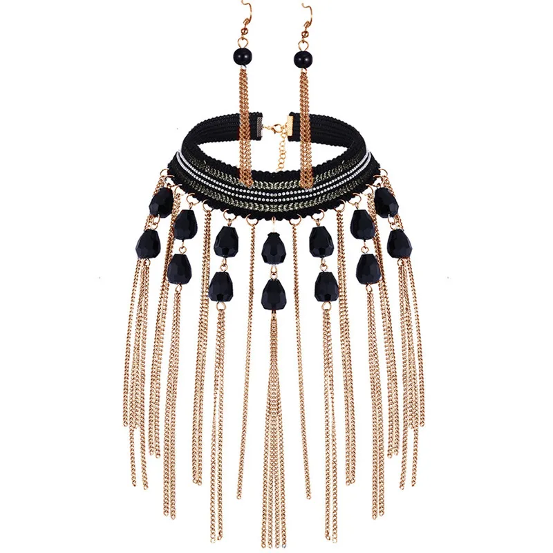 Богемный Африканский Комплект Ювелирных Изделий Кисточкой Колье Женщины