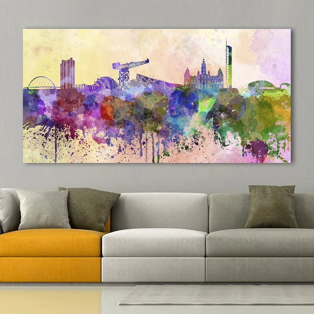Qkart Домашний Декор холст стены картину акварель трип городской пейзаж картина