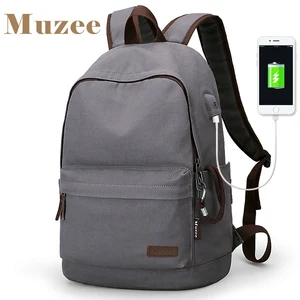 Новый холщовый рюкзак Muzee с защитой от кражи, школьный ранец для студентов колледжа, дизайнерские сумки с USB-зарядкой для подростков, дорожный рюкзак