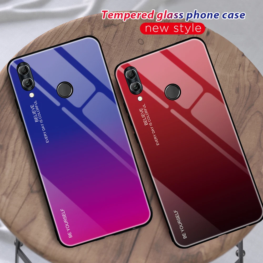 Tempered Glass Phone Case for Honor 9 10 Lite 8X Huawei P30 P20 Mate 20 Pro Nova 4 3 3i Scratchproof Soft Gradient Color | Мобильные