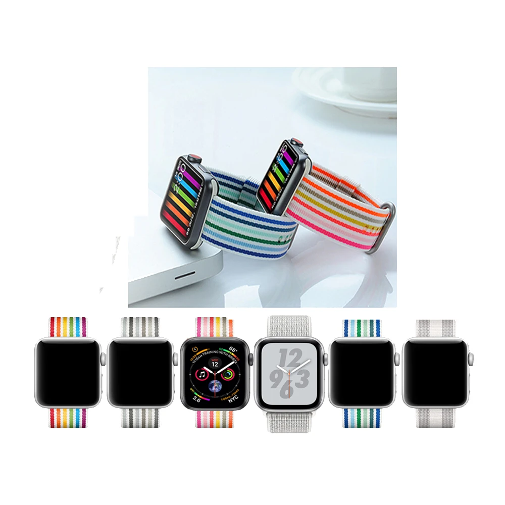 Тканый нейлоновый ремешок для apple watch 42 мм 38 40 44 браслет correa iWatch 4/3/2/1 спортивный