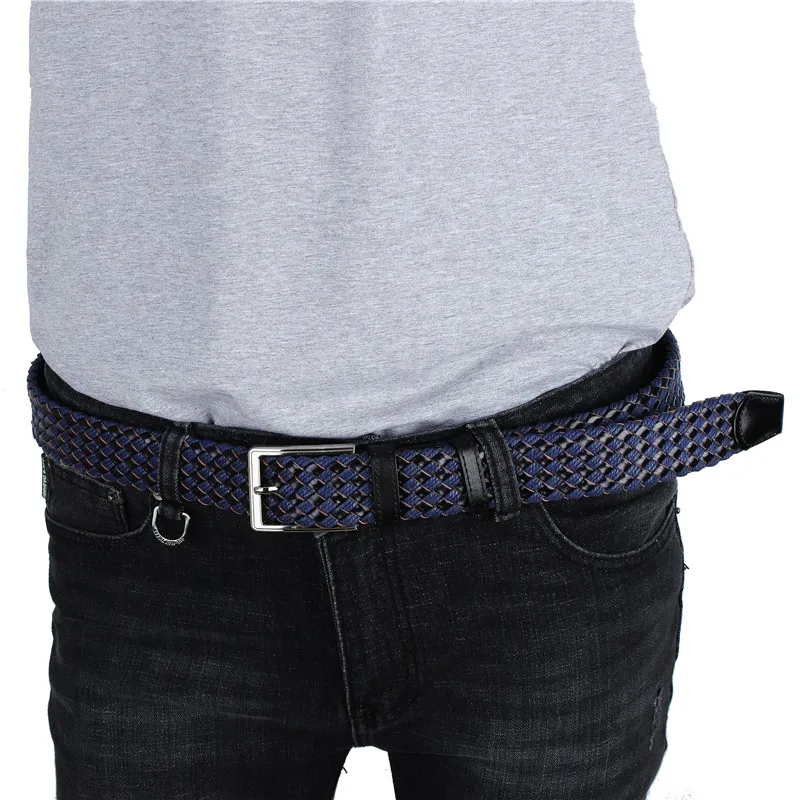 Мужской плетеный ремень кожаные тканые ремни шириной 1 38 дюйма 40% кожа 60% хлопок