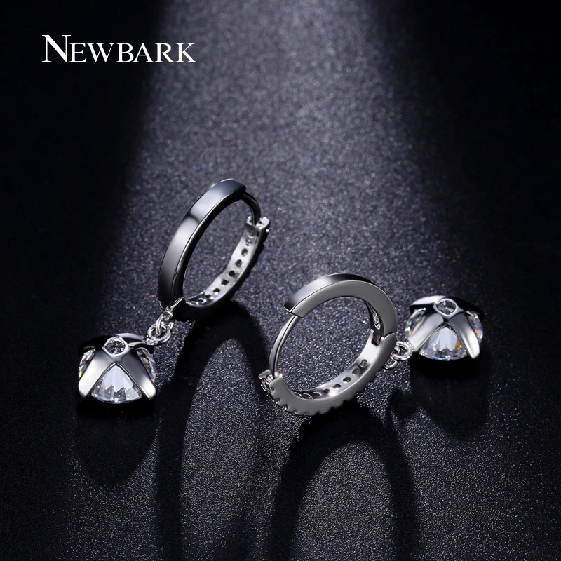 NEWBARK Luxury Silver Color Drop Earrings With Zircon Stone Anti-allergic Long Dangle Earring Women Birthday Gift Bijouterie | Украшения и