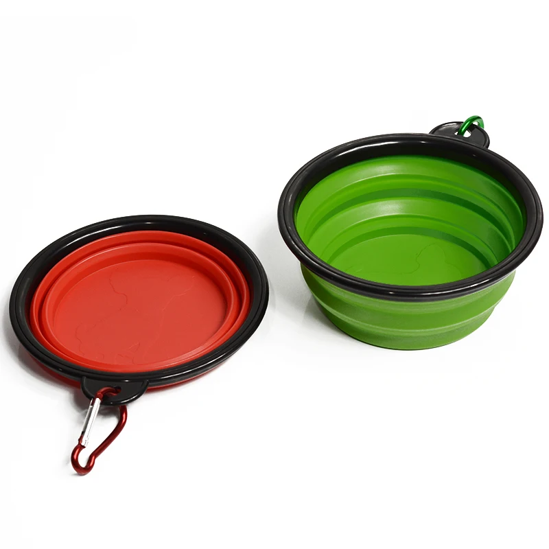 Складная Силиконовая миска для собак с подвесной пряжкой воды путешествий