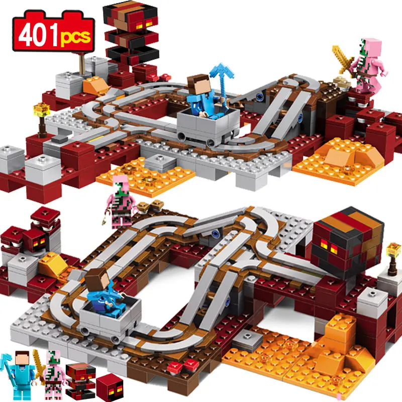 Мой Мир ад адская поезд Стив зомби свинья Совместимость Legoings цифры Minecrafted