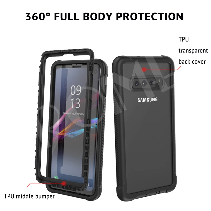 Полноразмерный прочный прозрачный чехол Бампер для Samsung Galaxy S10 Plus S10e с встроенной