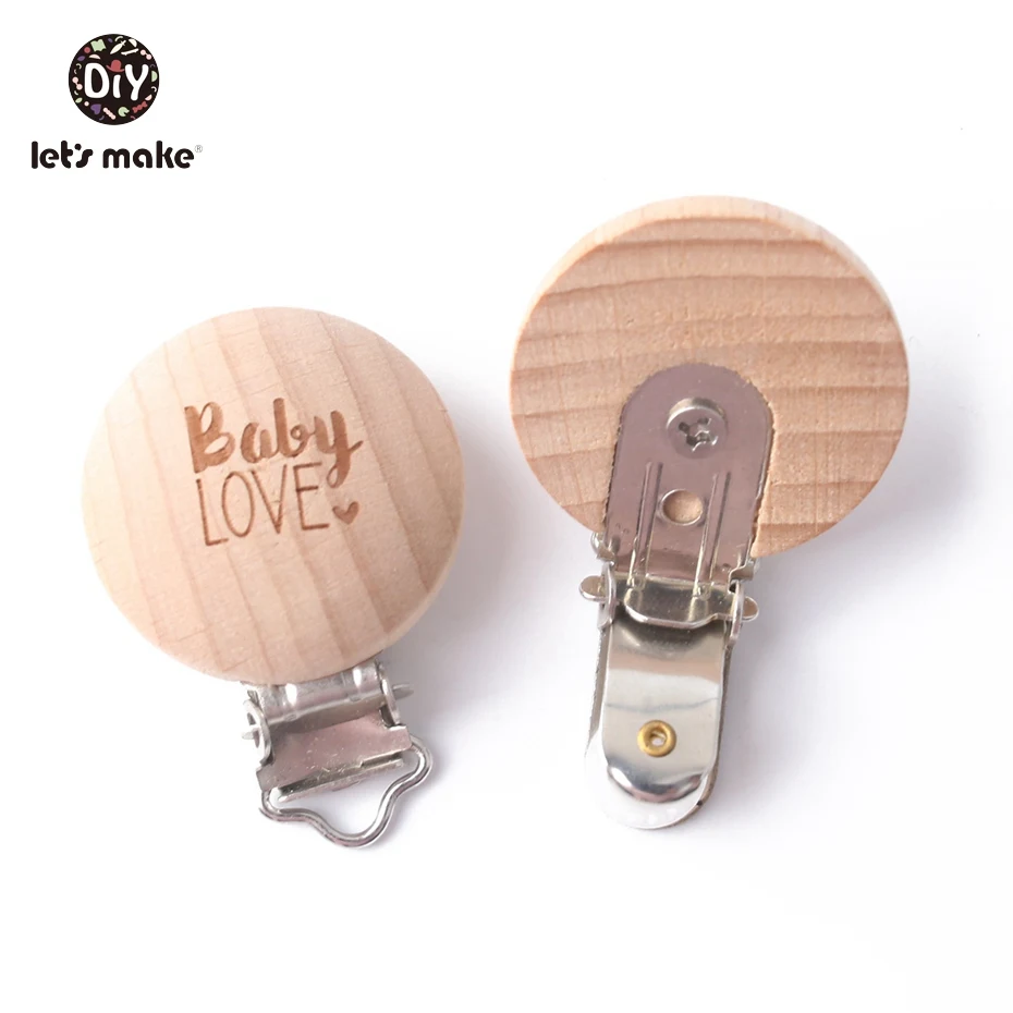 Baby Love Let's Make Baby Соска-клипса 10 шт. круглая деревянная Соска-клипса Персонализированная гравировка деревянная пустышка клипса нейтральные медсестры амулеты бусины - Цвет: Baby Love