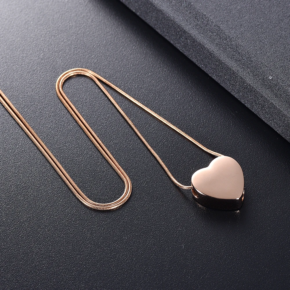 

KSJ9952 Pink Gold Blank/ Free Engravable Heart Cremation Pendant with Screw to Hold Ashes Keepsake Jewelry Women Necklace