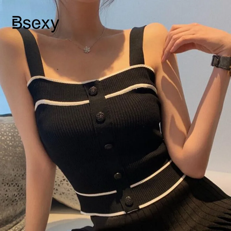 Фото Women Knit Crop Top 2019 Summer Sexy Single Breasted White Black Knitted Camis Shirt streetwear bustier femme Женская одежда Women Knit Crop Top 2019 Summer Sexy Single Breasted White Black Knitted Camis Shirt streetwear bustier femme Женская одежда