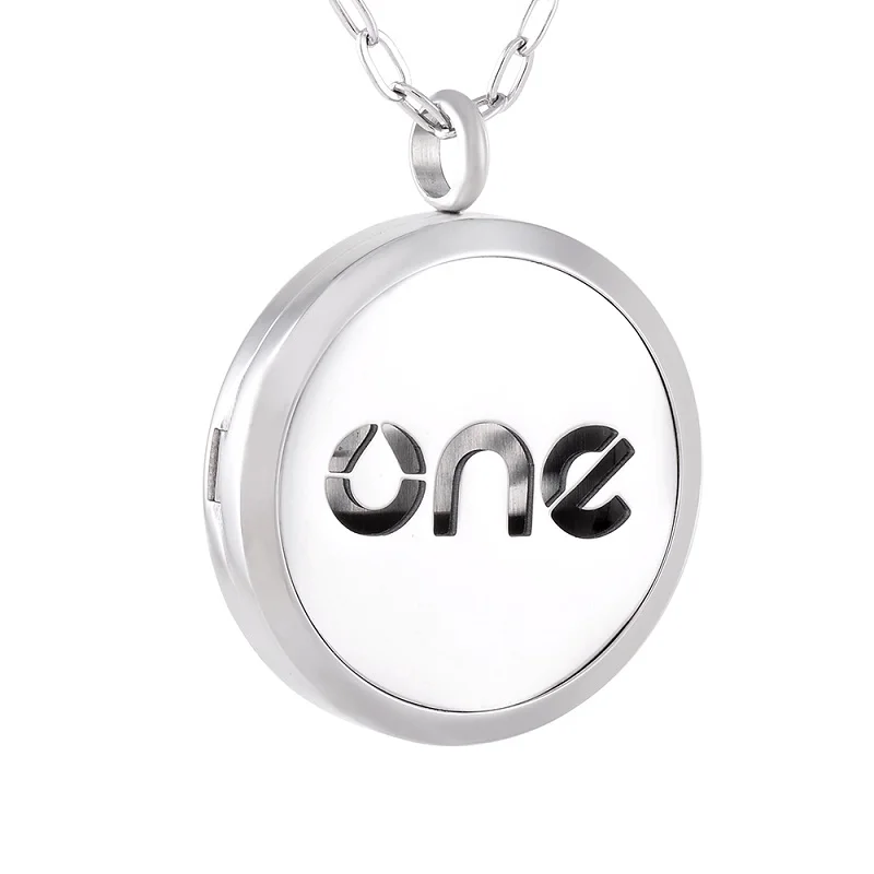 

IJP0123 "ONE" Stainless Steel Aromatherapy Essential Oils Diffuser Perfume Free 12 Pads Pendant Necklace Beautiful Gift