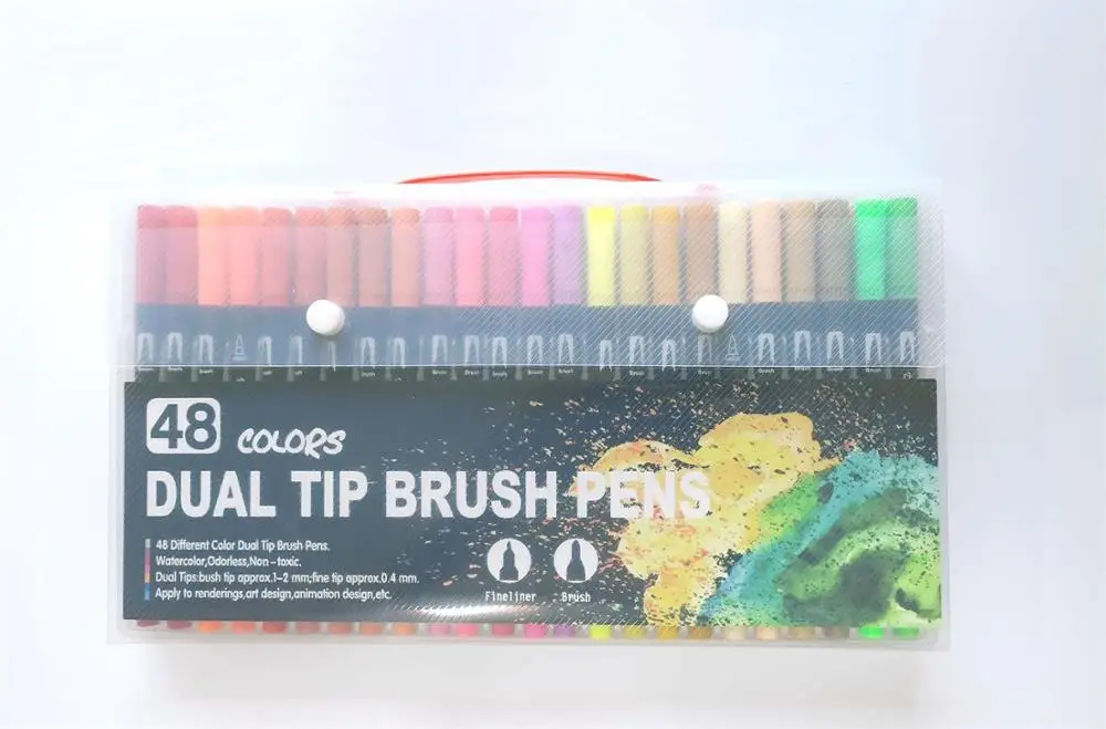 48 Colors 100 цветов, двухконцевая кисть, фломастер, авторучка, художественный маркер, тонкая подводка, кисть для рисования, акварельная ручка для цветной манги - Цвет: 48 Colors