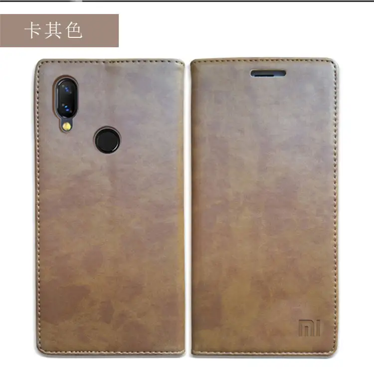 Khaki Чехол для Xiaomi Redmi Note 7, роскошный чехол из натуральной кожи с откидной крышкой для Xiaomi Redmi Note 7, Магнитный чехол-книжка, чехол для Redmi Note7 Pro - Цвет: Khaki