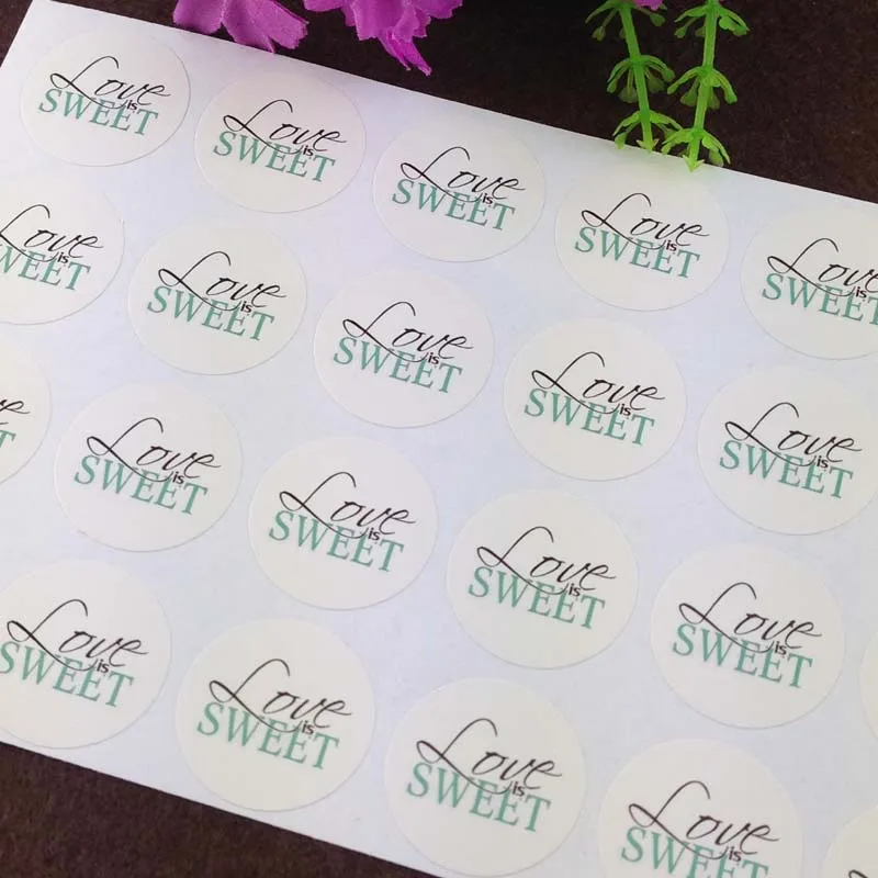 Круглые 3 см белые бумажные 100 шт./лот мятно-зеленые наклейки Love is Sweet чистые и