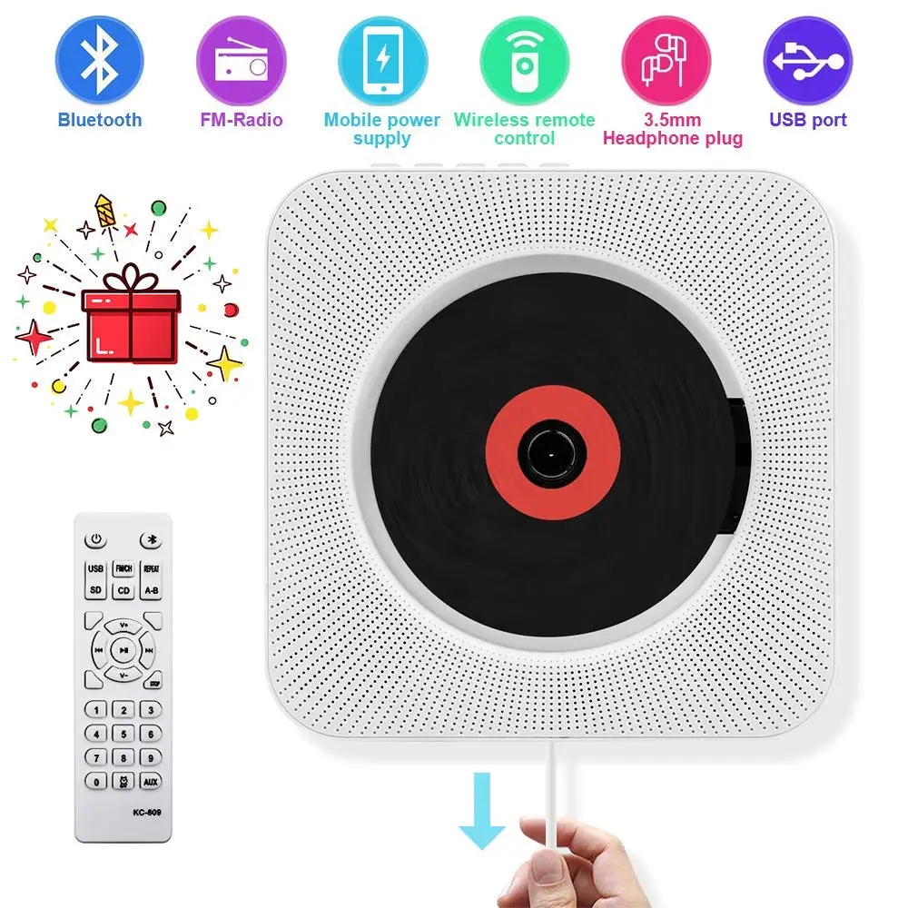 Eastpin CD плеер с Bluetooth настенный Пульт дистанционного управления fm радио HiFi динамик