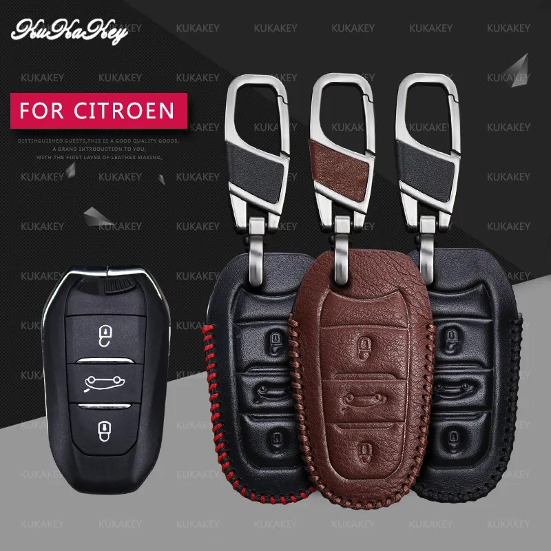 KUKAKEY кожаный чехол для автомобильного ключа Citroen C5 C6 C4L C3XR DS 3 4 5 7 Smart Remote