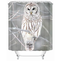 3d shower curtain gray fabric owl pattern waterproof anti mold polyester liner for kids bathroom decor accessory