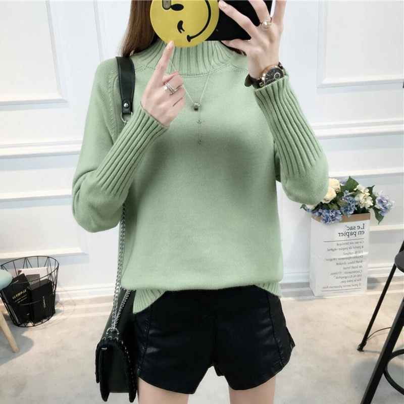 Autumn winter Sweater women pullovers long sleeve high collar cashmere sweater ladies knitted sweaters 2018 Tops | Женская одежда