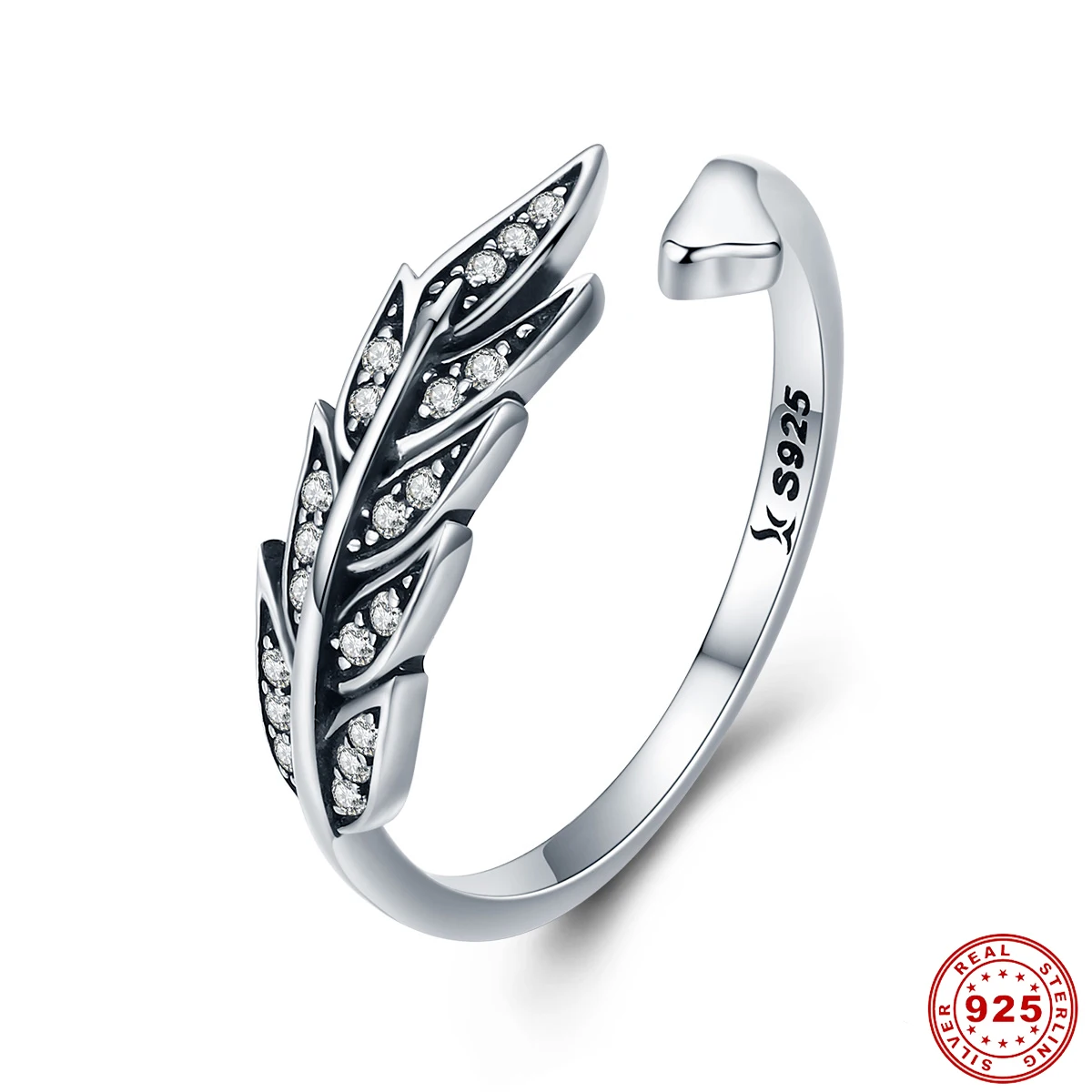 Leaf ring DALARAN, 925 пробы, серебряные кольца, регулируемая буква, свободный размер, Шарм для женщин, для свадьбы, помолвки, модное кольцо, ювелирное изделие, подарок - Цвет основного камня: Leaf ring