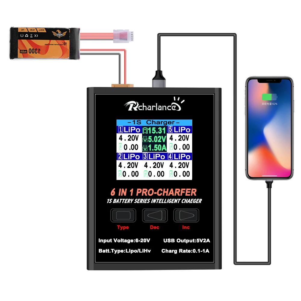 Зарядное устройство для аккумуляторов Ultra Power UP S6AC 6x4 35 W 1S AC/DC LiPO/LiHV с Micro MX mCPX JST