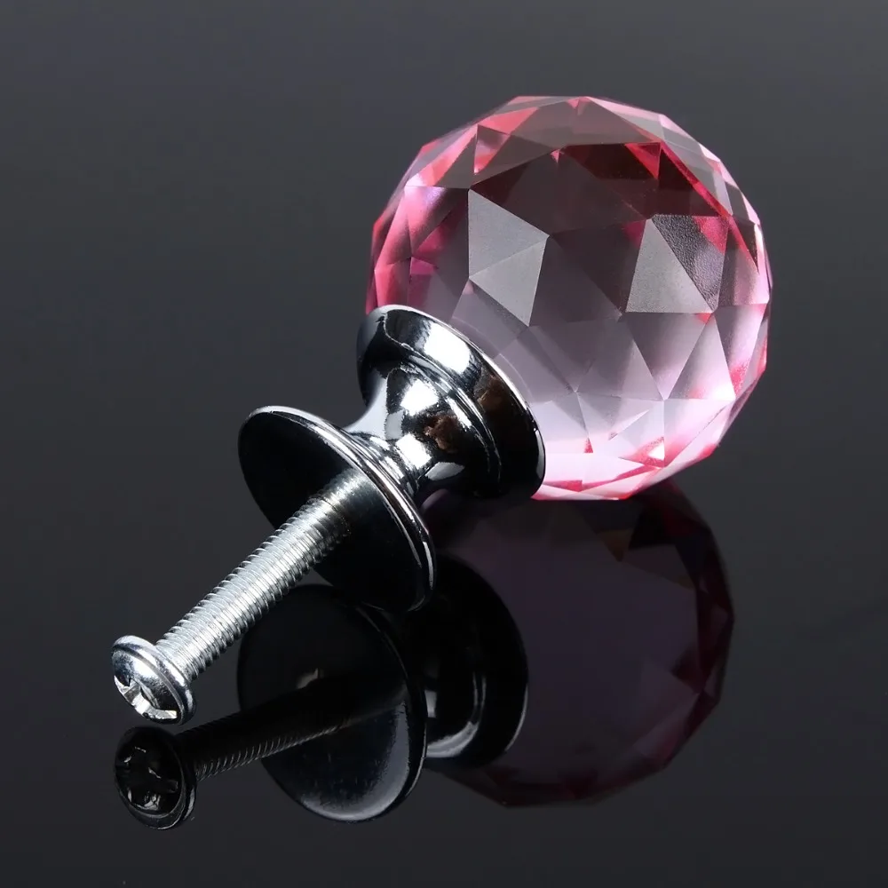 12 шт. 30 мм Diamond форма Кристалл Стекло дверные ручки Шкаф ящика тянуть кухня шкаф аппаратные средства с шурупы