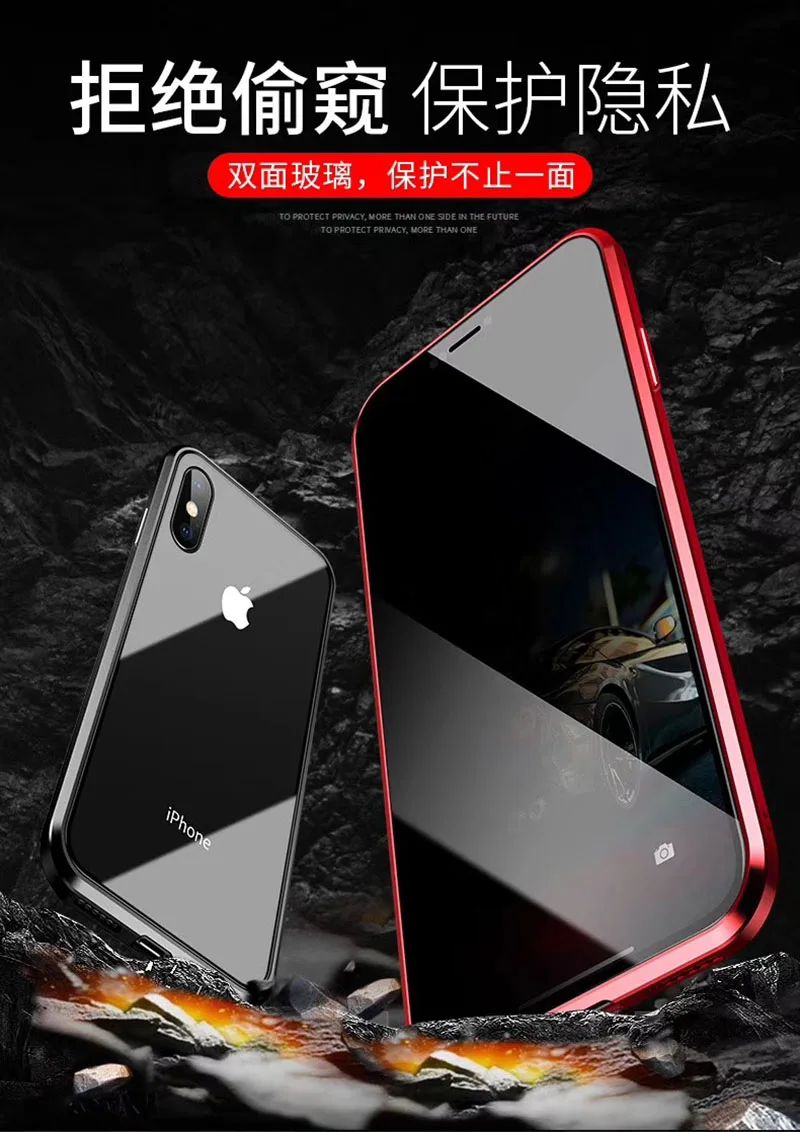 Двусторонний чехол из закаленного стекла для iPhone 11 Pro X XR XS MAX, чехол с магнитным металлическим бампером для iPhone 7 8 Plus, чехол для телефона