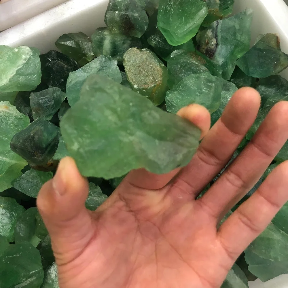 

Rare beautiful transparent green rough fluorite mineral specimen/China