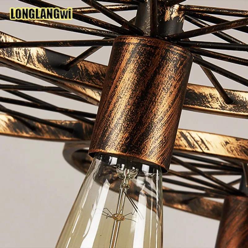 Винтажный подвесной светильник в американском стиле веревочный с подвеской