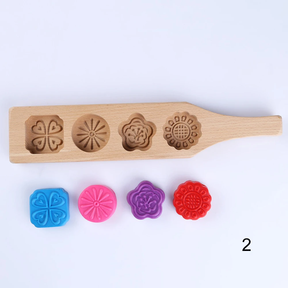 4 в форме цветка сетки экологические деревянные товары Маффин Mooncake чашки ручной работы формы для мыла печенье DC156