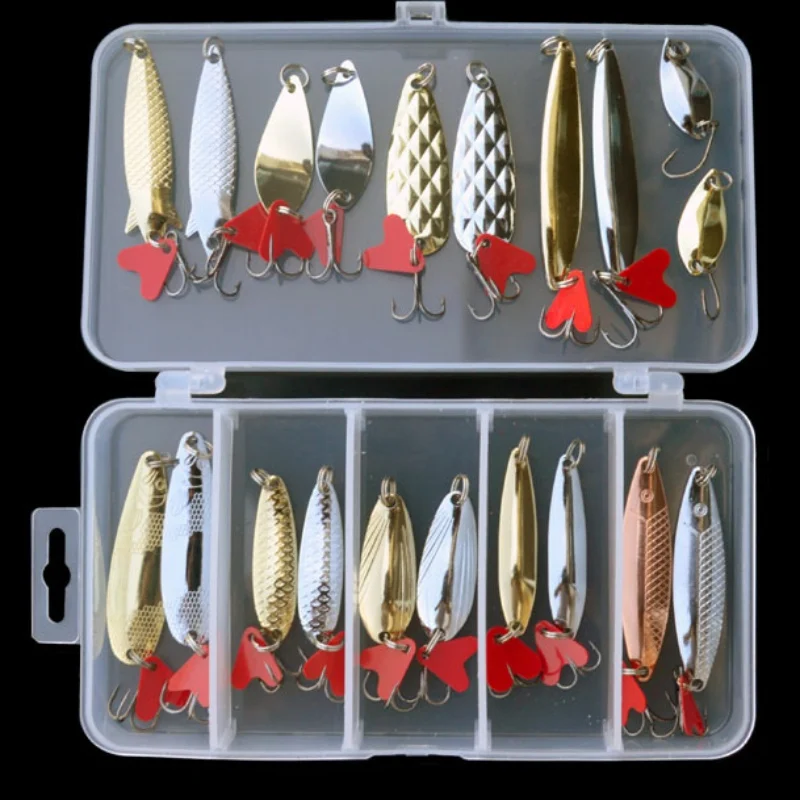 

New Fresh Water Bass Pike Bait Fishing GeerMixed Colors Fishing Lures Spoon Bait Metal Lure Kit iscas artificias Hard Bait