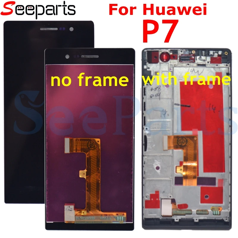

For Huawei Ascend P7 Lcd Display Touch Screen With Frame Assembly 5.0"Lcd Digitizer For Huawei P7 LCD Screen Replacement Tested