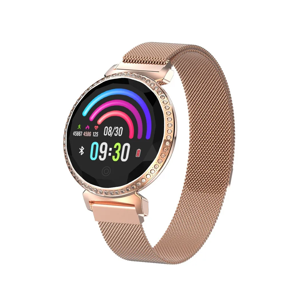Rose Gold Beautyss MC11 класса люкс Для женщин сердечного ритма крови Давление мониторинг сна Смарт часы браслет amazfit bip smartwatch IP64 - Цвет: Rose Gold