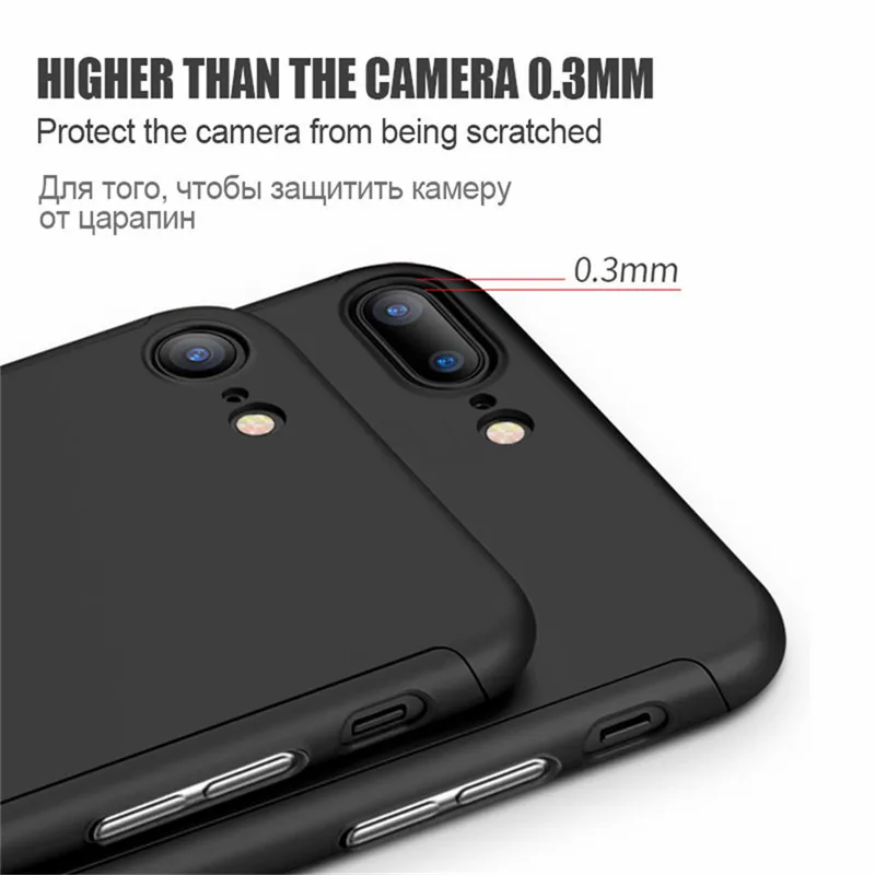 SHUOHU 360 Degree Full Cover Case For iPhone 6 6S 7 Plus With Tempered Glass 8 X Phone Capa Coque |