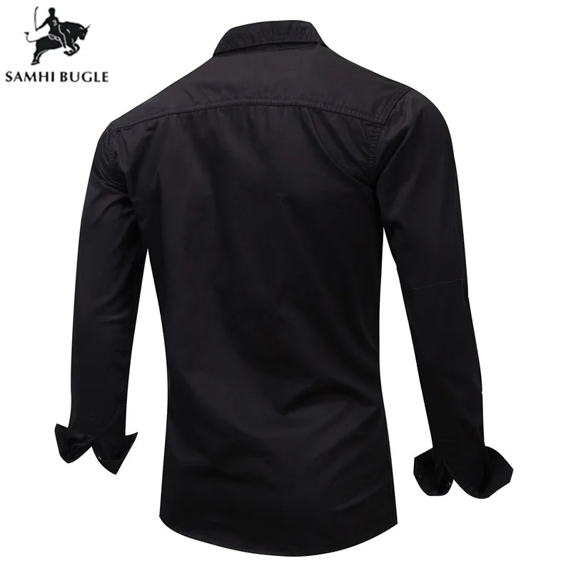 Брендовая однотонная мужская рубашка из 100% хлопка на весну повседневные рубашки
