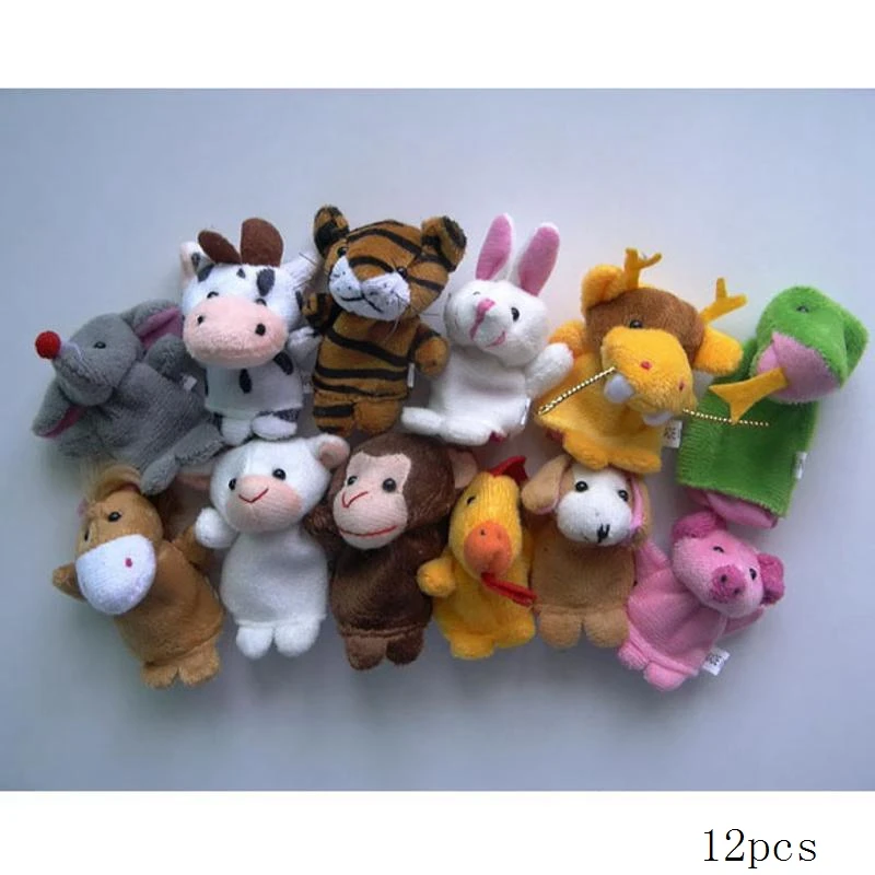 12pcs 6 шт./лот, семейный Пальчиковый набор куколок-марионеток, мини плюшевые детские игрушки для мальчиков и девочек, пальчиковые куклы, образовательная история, Ручные куклы, тканевые куклы, игрушки - Цвет: 12pcs