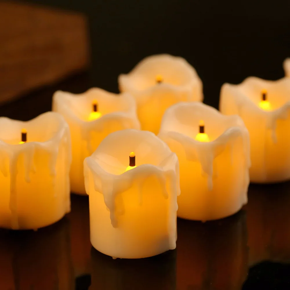 Мерцающие свечи 6 штук без пламени, работающие от батареи, большие или маленькие чайные светильники с декоративными свечами для дома.