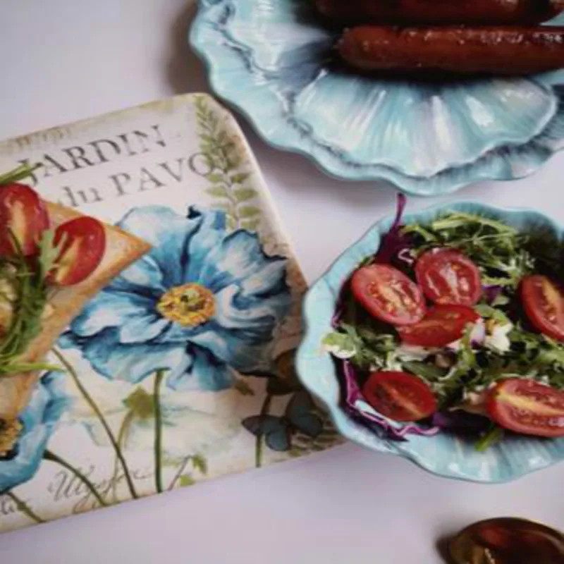 Ceramic european-style decoration creative family western food plate fruit American garden flower bowl | Дом и сад