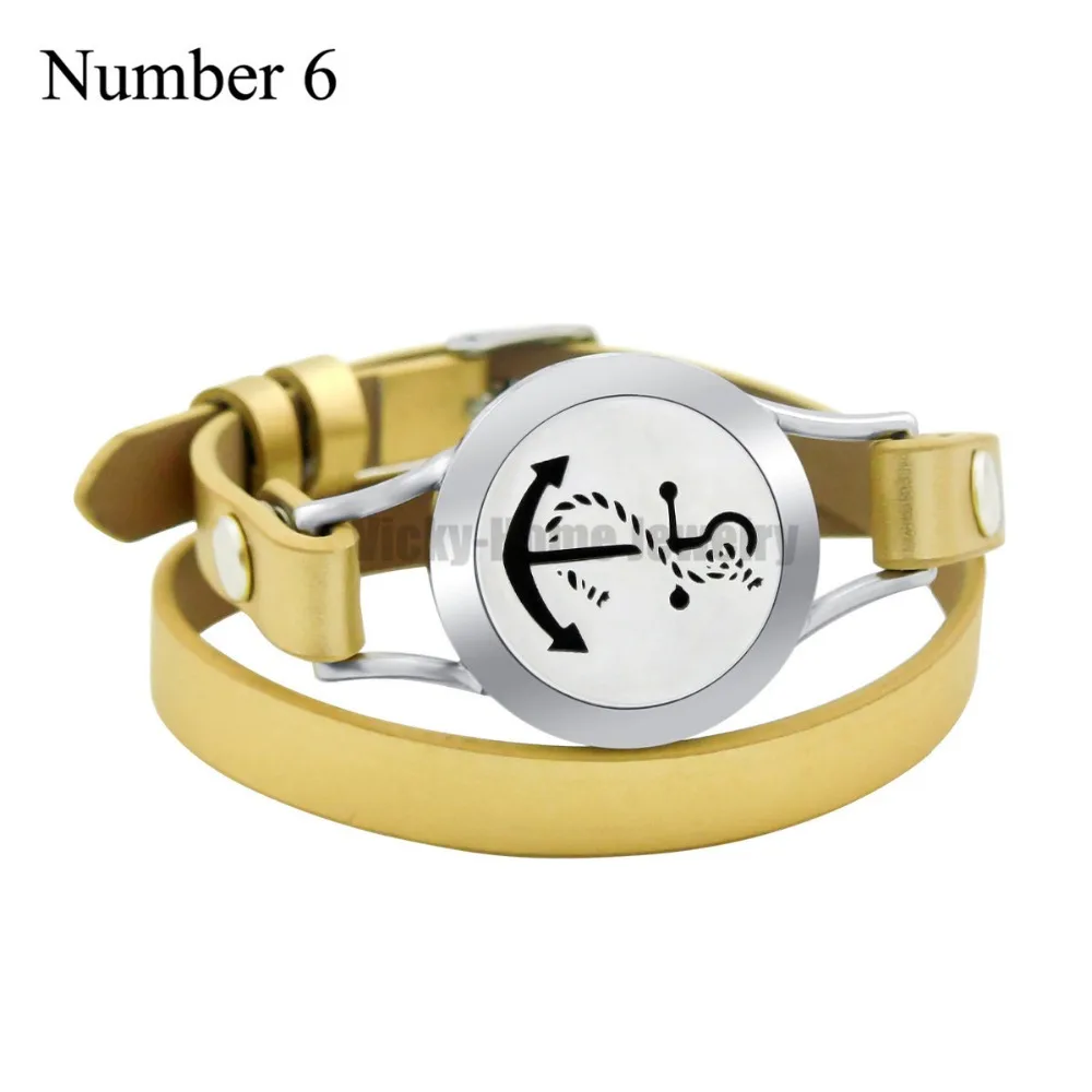 Якорь из натуральной кожи 25 мм диффузор черный ароматерапия медальон браслет 316L