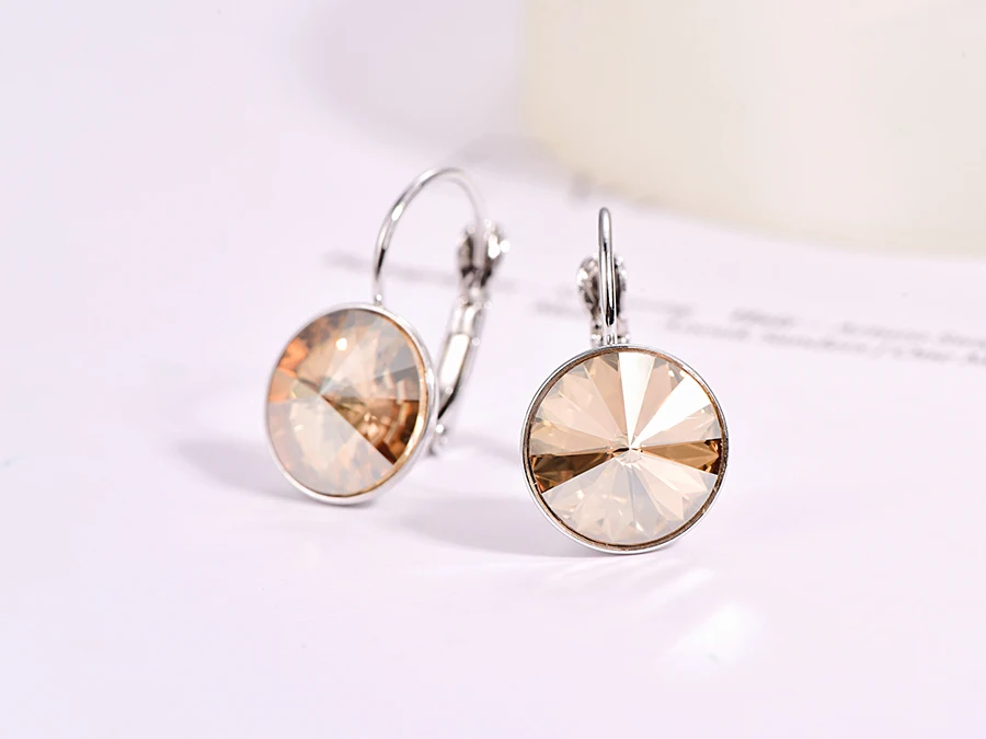 Серьги-гвоздики с кристаллами Swarovski, новые модные круглые женские серьги Bella, вечерние свадебные серьги, ювелирные изделия, подарок для мамы и женщины