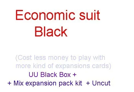 Economic suit Black Лучшее качество UU настольная игра единороги карточная игра на английском языке - Цвет: Economic suit Black