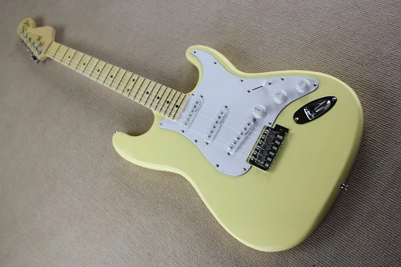 Stratocaster Scalloped гриф Dimarzio доставка Винтаж желтый крем Ингви Мальмстин Гитары