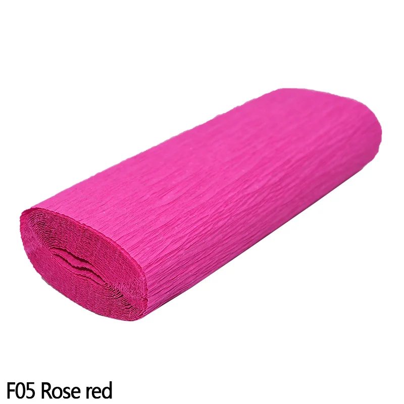 F05 Rose red 250cm*10/15/25/50 cm Crinkled Crepe Paper Gifts Flower Wrapping Wedding Festive Party Decoration DIY Fold Scrapbooking Crafts - Color: F05 Rose red