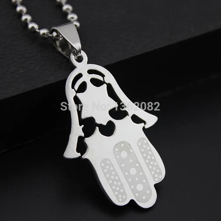 12 шт./лот модное ожерелье из нержавеющей стали хамса Подвеска Фатима колье