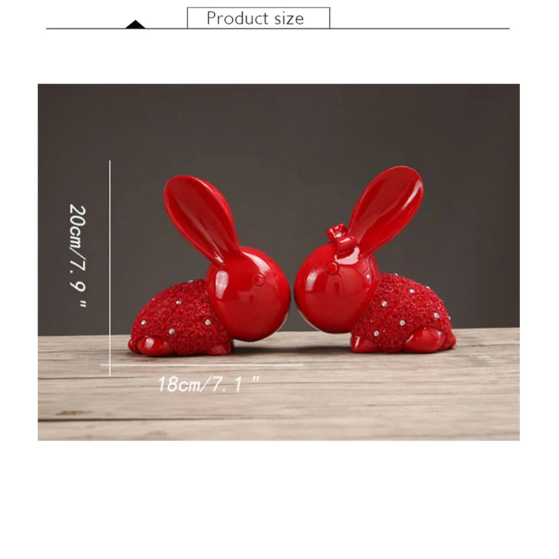 

Home Decor Resin Couple Rabbits Animal Ornaments Rabbit Figurines Creative Home Furnishing Resin Handicrafts Desk Birthday Gifts