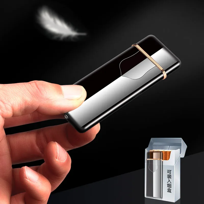Новые зажигалки для сигарет ветрозащитные непламенные ультра-тонкие USB