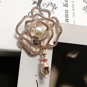 pink lady Роскошные корейские ювелирные изделия Стиль Цветы нагрудные булавки No 5 жемчуг броши цветок брошь ювелирное украшение в виде броши для женщин - Окраска металла: pink lady