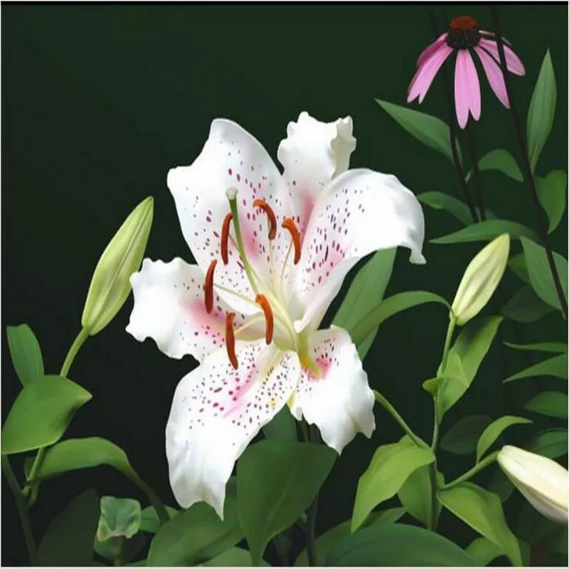 Большие пользовательские обои beibehang векторные фэнтезийные лилии для гостиной